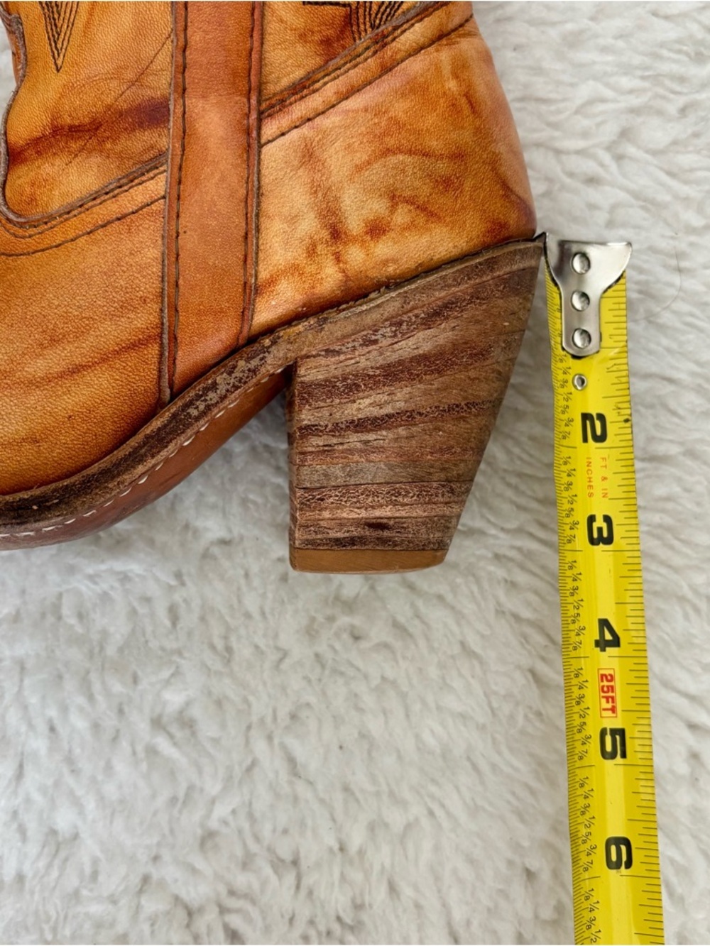Miss Capezio Vintage Cognac Marble Leather Women’s Western Cowboys boots 5.5 M - Picture 12 of 16
